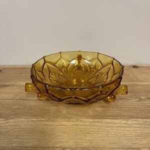Vintage Amber Glass Decorative Bowl